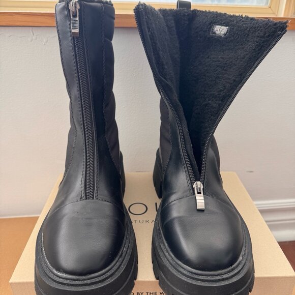 Vero Moda Black Chunky Winter Boots โ Faux Fur Lined โ Size 8 / EU 39 - Picture 2 of 3